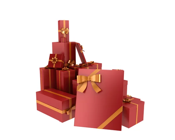 Geschenkboxen über weißem Hintergrund 3D-Illustration — Stockfoto