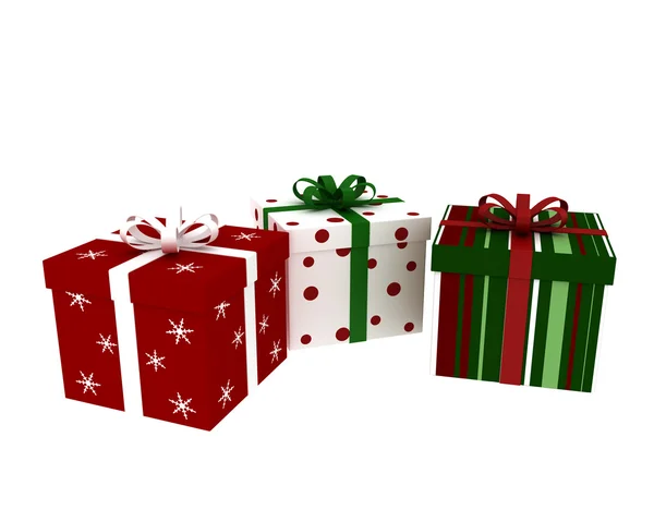 Gift boxes over white background 3d illustration — Stock Photo, Image