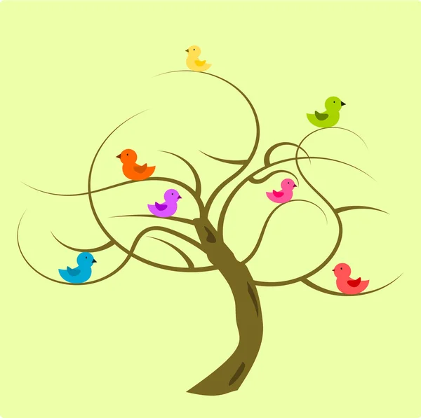 Птахи на дереві — стоковий вектор