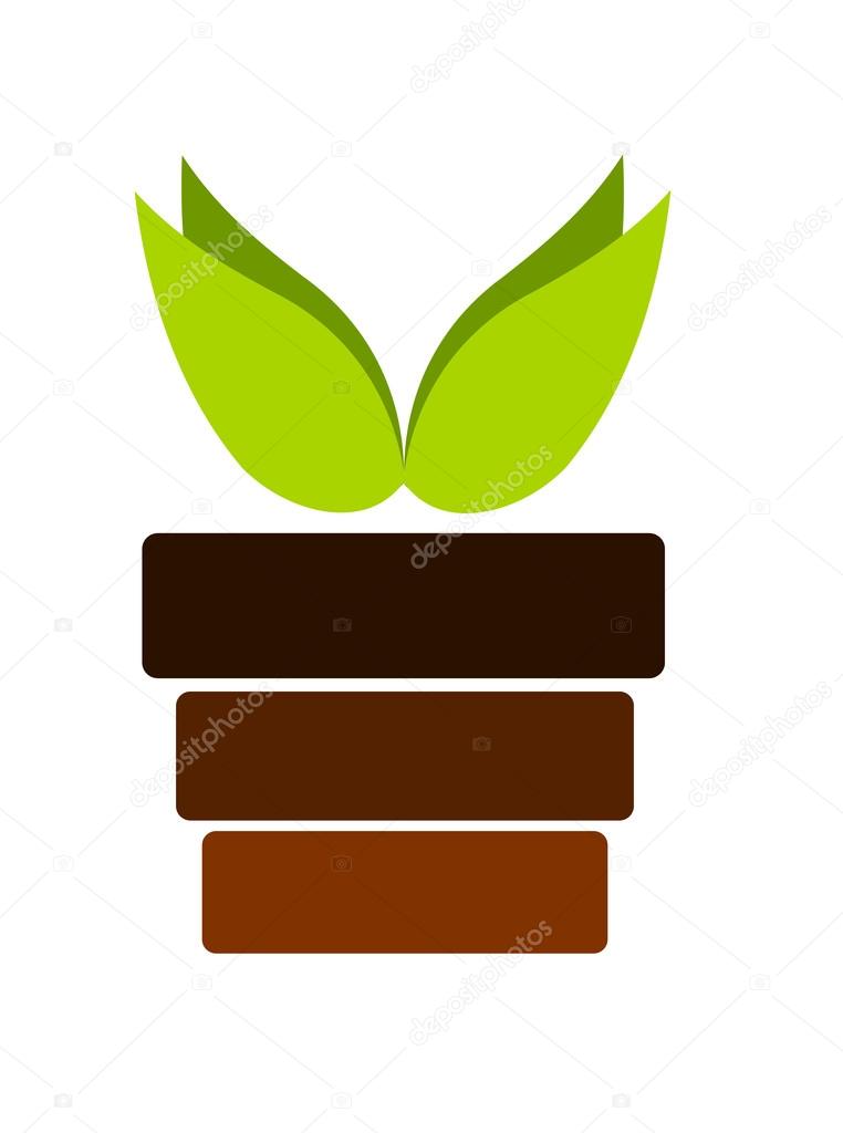 Pot with plant emblem - vector illustration