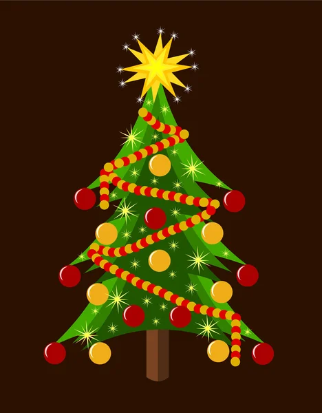 Árbol de Navidad rojo y dorado — Vector de stock