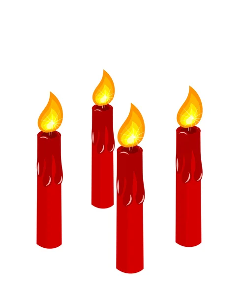 Adviento velas encendidas rojas — Vector de stock