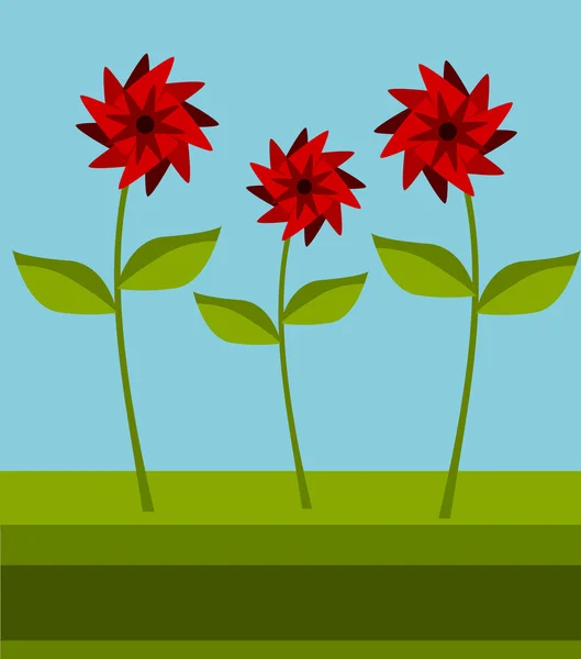 Red flowers — Stock Vector