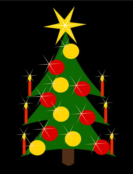 Christmas tree golden and red — Stock Vector