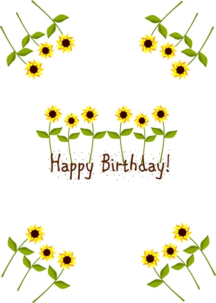 Tarjeta de cumpleaños con girasoles — Vector de stock