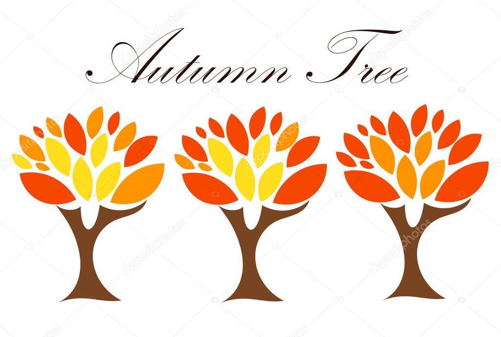 Three autumn trees