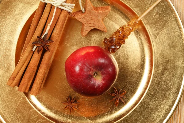 Weihnachtsgewürze und Apfelkomposition — Stockfoto