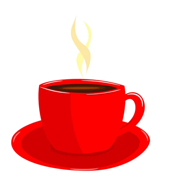 Café en taza roja — Vector de stock