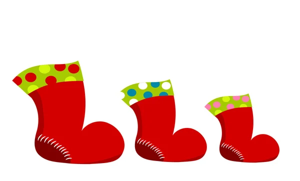 Tres botas de Santa — Vector de stock