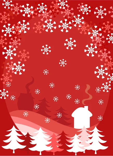 Rote Schneekarte zu Weihnachten — Stockvektor