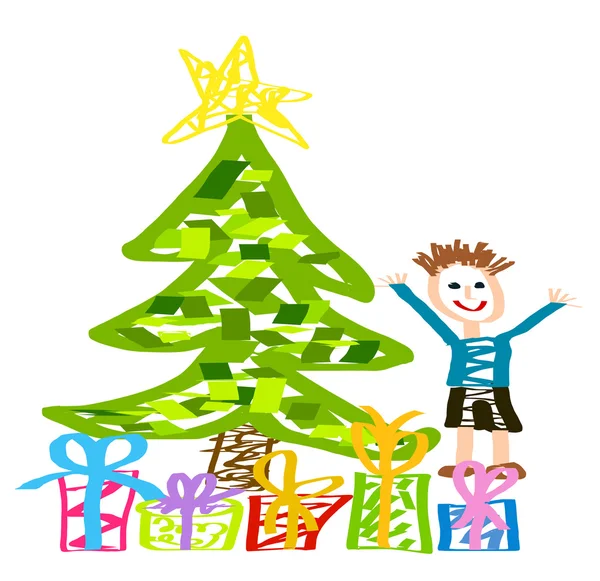 Christmas happy kid — Stock Vector