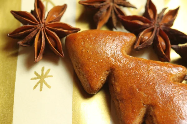Pão de gengibre Árvore de Natal com anis — Fotografia de Stock