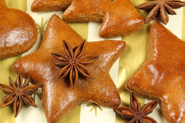 Gingerbread star with badiana stars — Stock Photo, Image