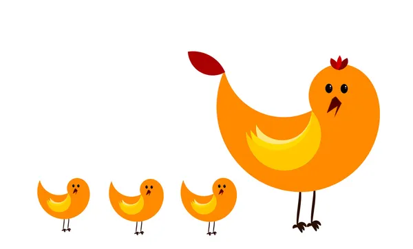 Gallinas y pollitos — Vector de stock