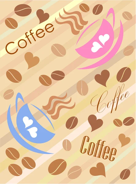 Koffie cups achtergrond — Stockvector