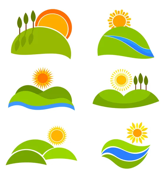 Iconos de paisajes — Vector de stock