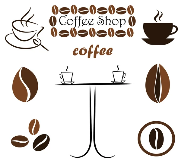 Elementos de café — Vector de stock