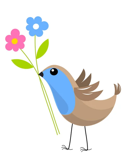 Птах з квітами — стоковий вектор