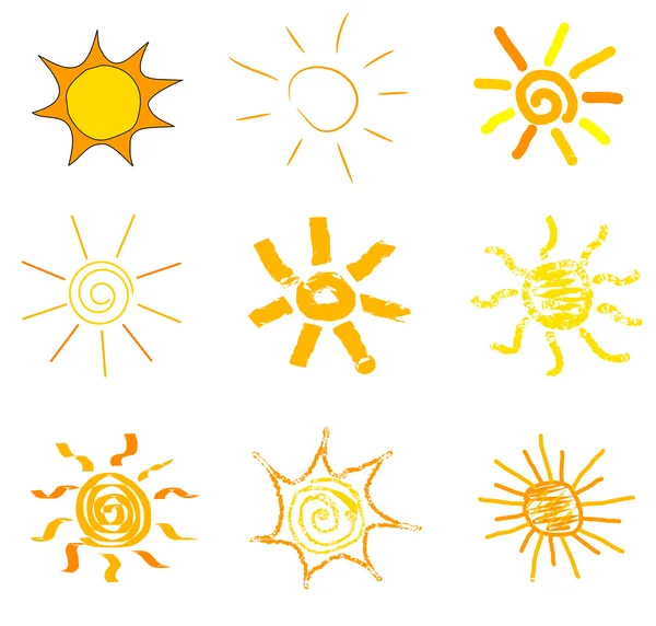 Suns drawings — Stock Vector