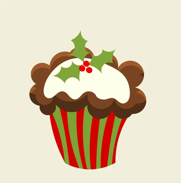 Christmas cupcake — Stock Vector