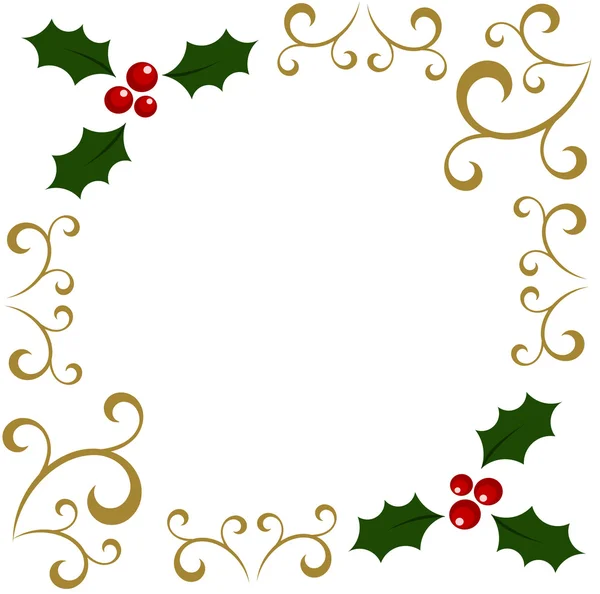 Holly Christmas frame — Stock Vector