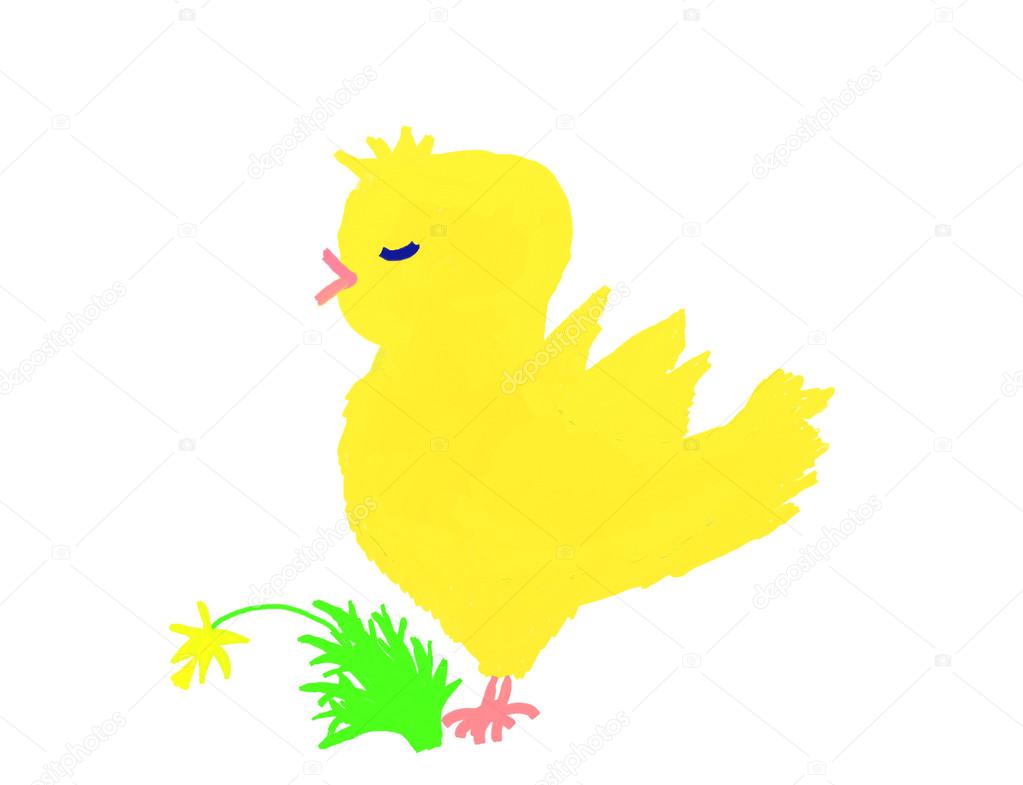 Chick and flower painting