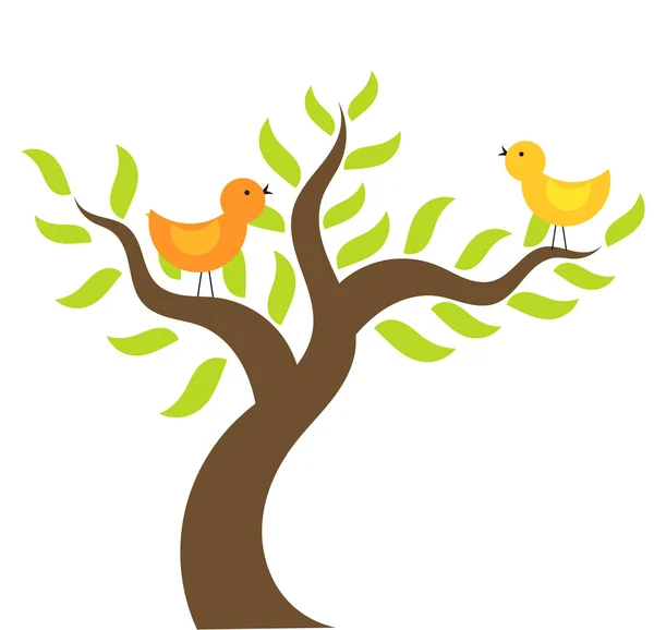 Birds on tree — Stock Vector