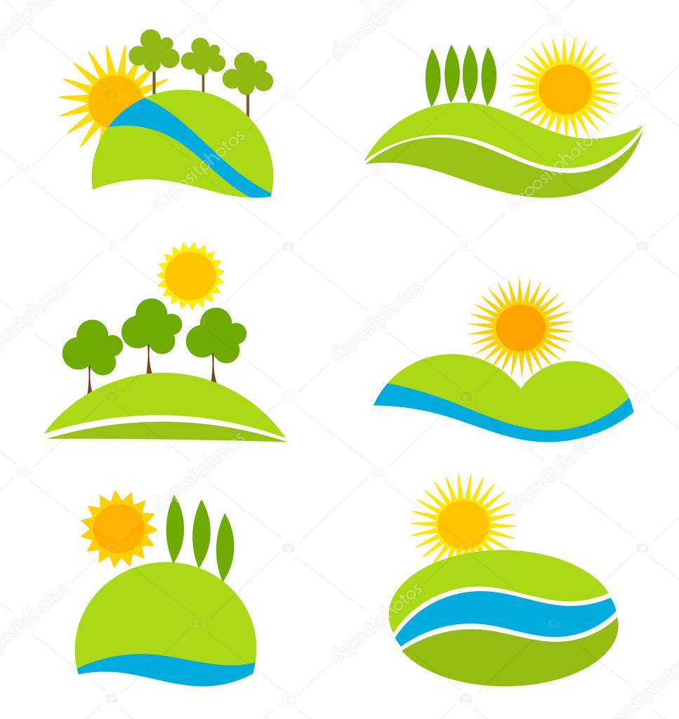 Landscape icons for design. Vector illustration