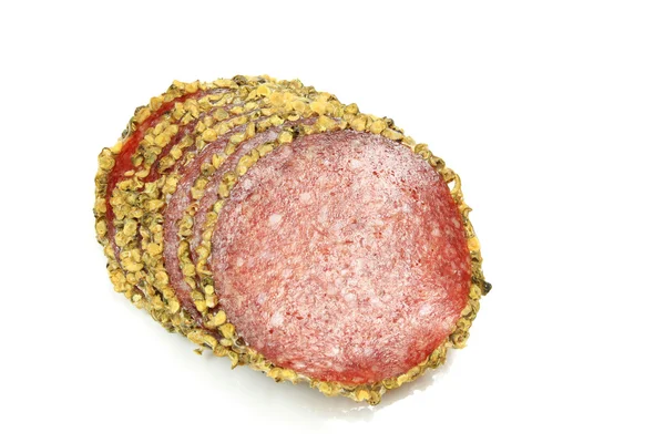 Salami with pepper — Stock Photo, Image