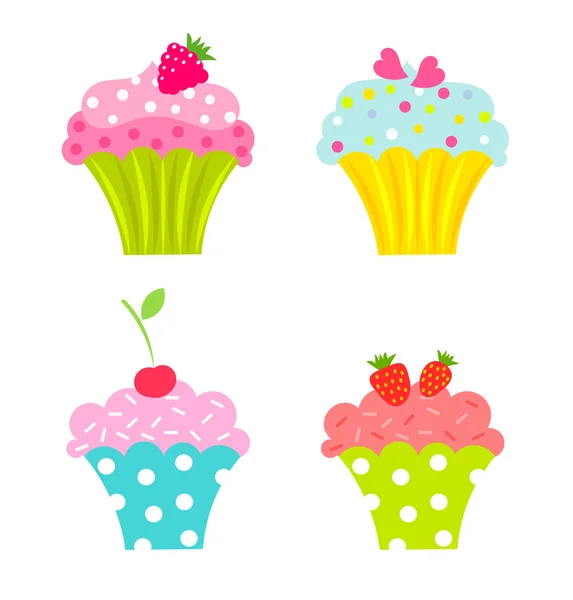 Cupcakes with fruits — Stock Vector