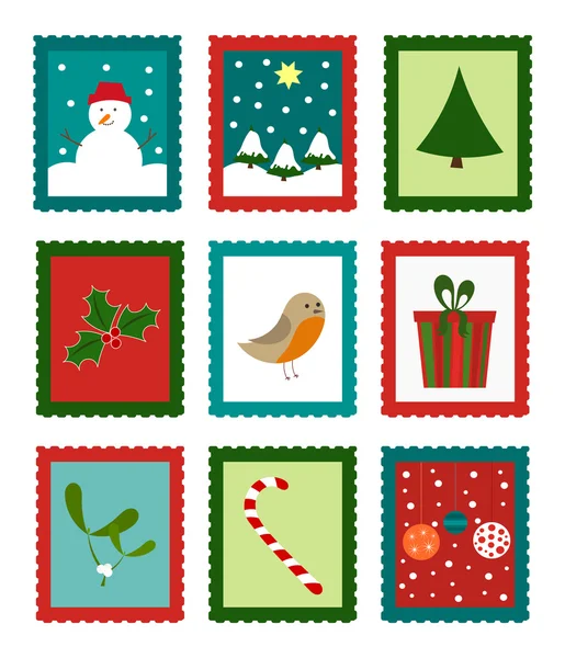 Christmas stamps — Stock Vector