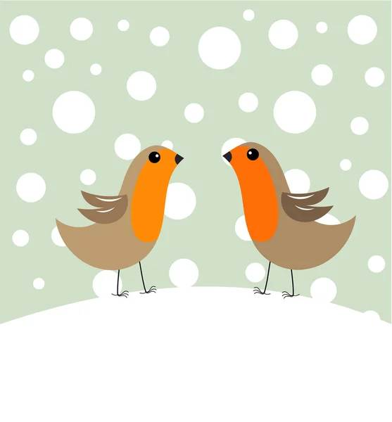冬の鳥のカップル — ストックベクタ