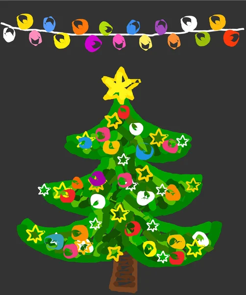 Doodle árbol de Navidad — Vector de stock
