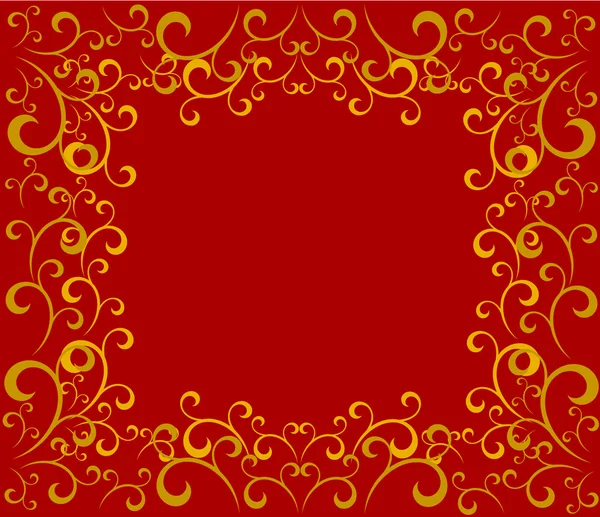 Rosso dorato cornice di Natale — Vettoriale Stock