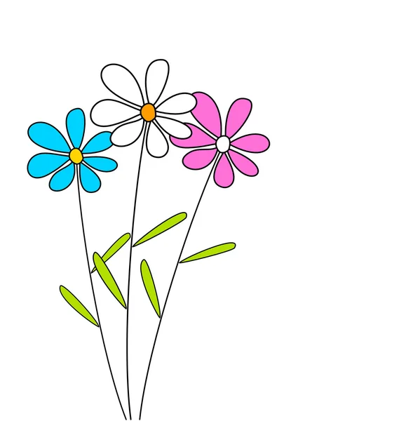 Tres flores — Vector de stock