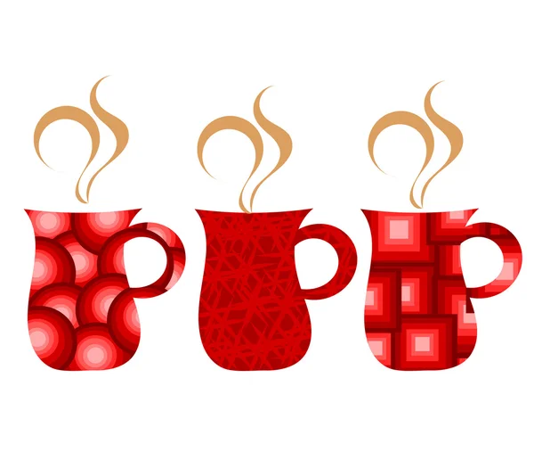 Ensemble de tasses rouges — Image vectorielle