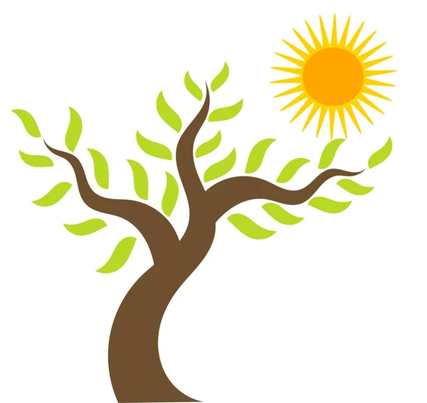 Güneş ve ağaç — Stok Vektör