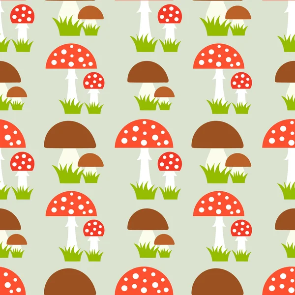 Mushrooms seamless pattern — Stock Vector