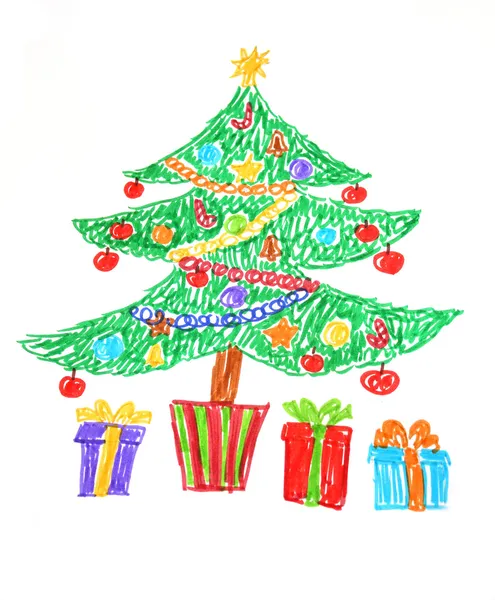 Dibujo del árbol de Navidad — Foto de Stock