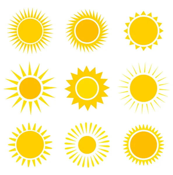 Icônes de soleil ensemble — Image vectorielle