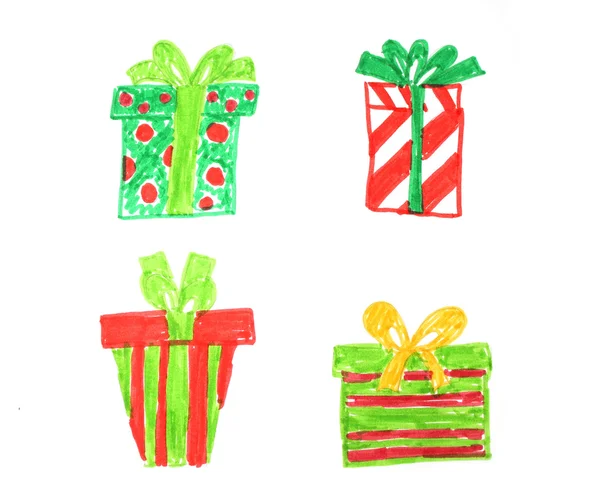 Christmas present drawing — Stock Photo, Image