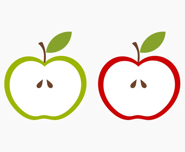 Mitades de manzana — Vector de stock