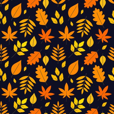 Sonbahar yaprakları renkli desen. Vektör çizim.