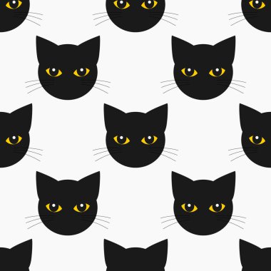 Kara kediler pürüzsüz bir şekille karşı karşıya. Şirin vektör illüstrasyonu.
