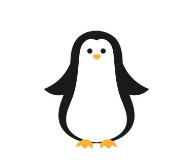 Şirin penguen kuş ikonu. Vektör illüstrasyonu.