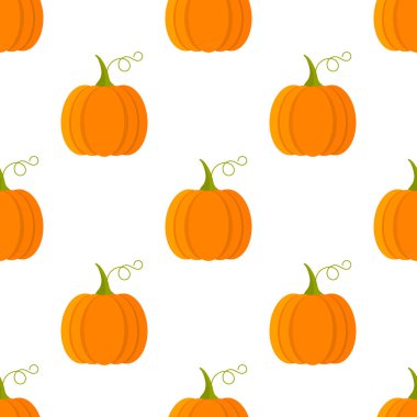Balkabakları sonbahar portakallı, dikişsiz desen. Vektör illüstrasyonu.