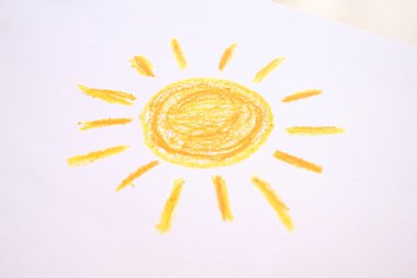 Güneş mum boya çizim