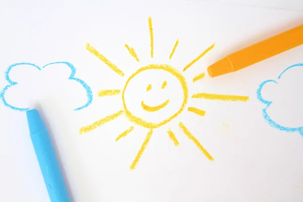 Sun and cloud drawing — Stock Photo, Image