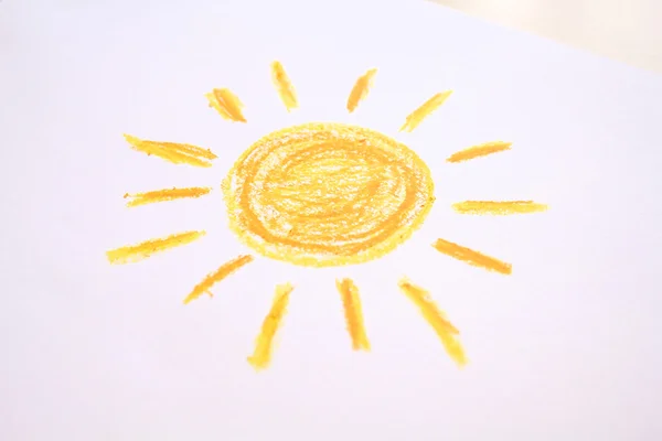 Sun crayon drawing — Stock Photo, Image