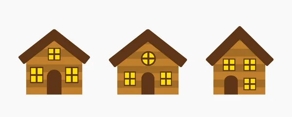 Wooden Houses Icons Vector Illustration — Stock Vector